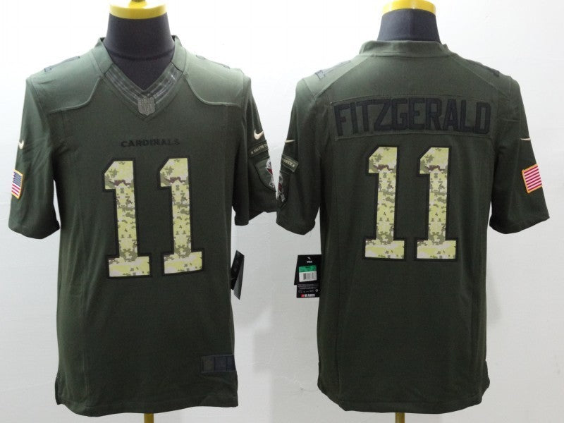 Men's Arizona Cardinals Larry Fitzgerald #11 Army Green Game Jersey