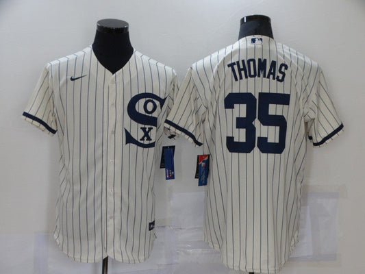 Men's Chicago White Sox Frank Thomas #35 Beige Replica Baseball Jersey