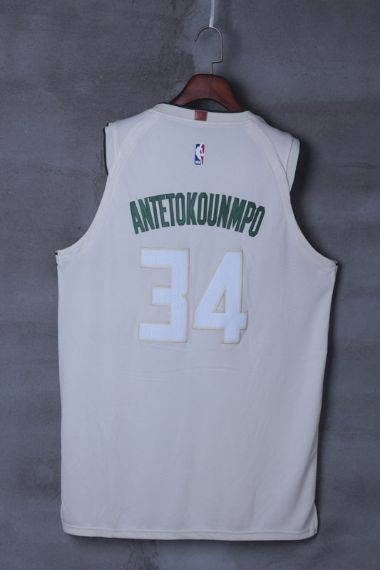 Men's Milwaukee Bucks Giannis Antetokounmpo #34 NBA White Jersey