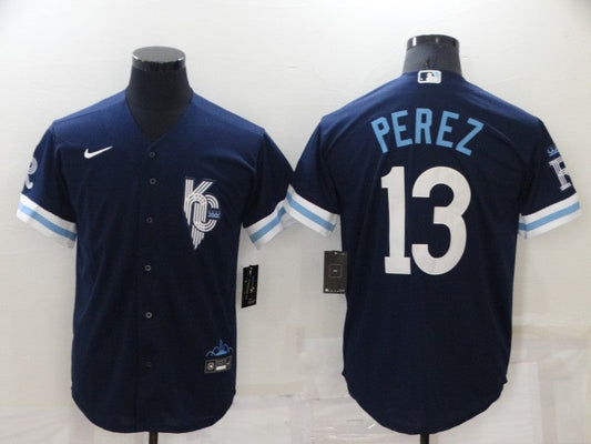 Men's Kansas City Royals Salvador Perez #13 Navy Replica Baseball Jersey