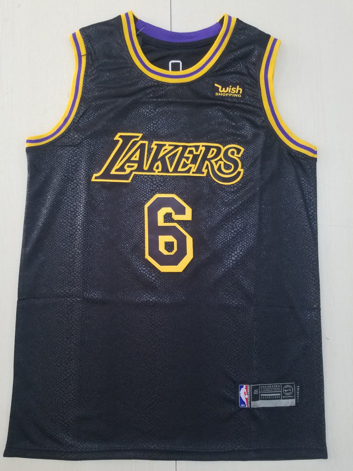 Men's Los Angeles Lakers LeBron James #6 NBA Black Jersey