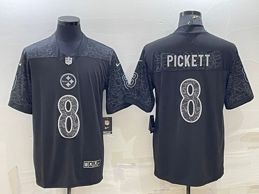 Men's Pittsburgh Steelers Kenny Pickett #8 Black Retired Player RFLCTV Limited Jersey