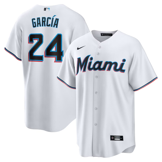 Men's Miami Marlins Avisail Garcia #24 White Home Replica Player Jersey