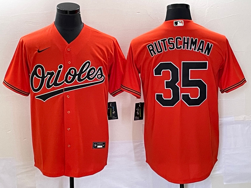 Men's Baltimore Orioles Adley Rutschman #35 Orange Replica Player Jersey