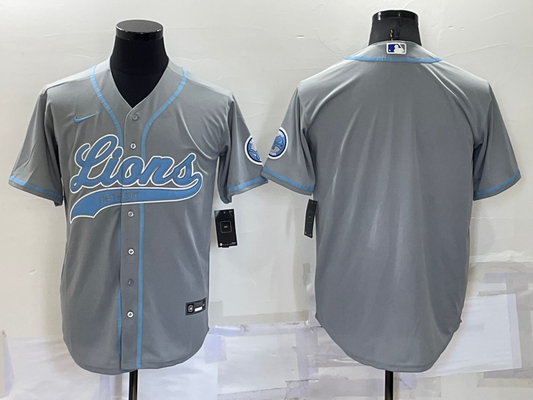 Men's Detroit Lions Gray Blank Jersey