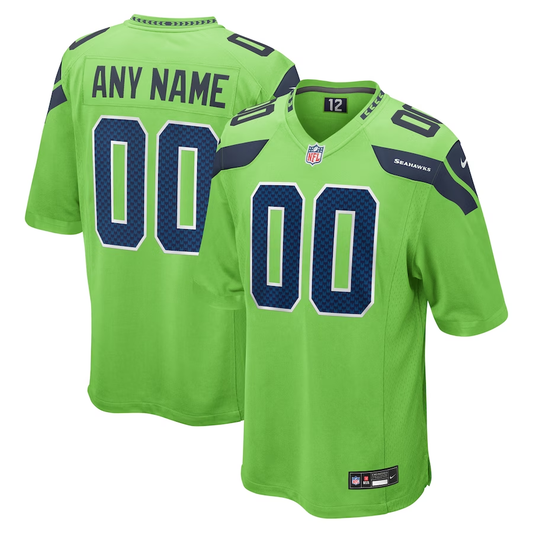 Custom Seattle Seahawks Neon Green Alternate Game Jersey