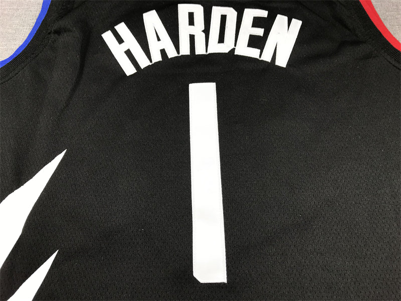 Men's LA Clippers James Harden #1 Black Swingman Jersey - Statement Edition