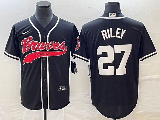 Men's Atlanta Braves Austin Riley #27 Black Replica Player Jersey Joint Edition