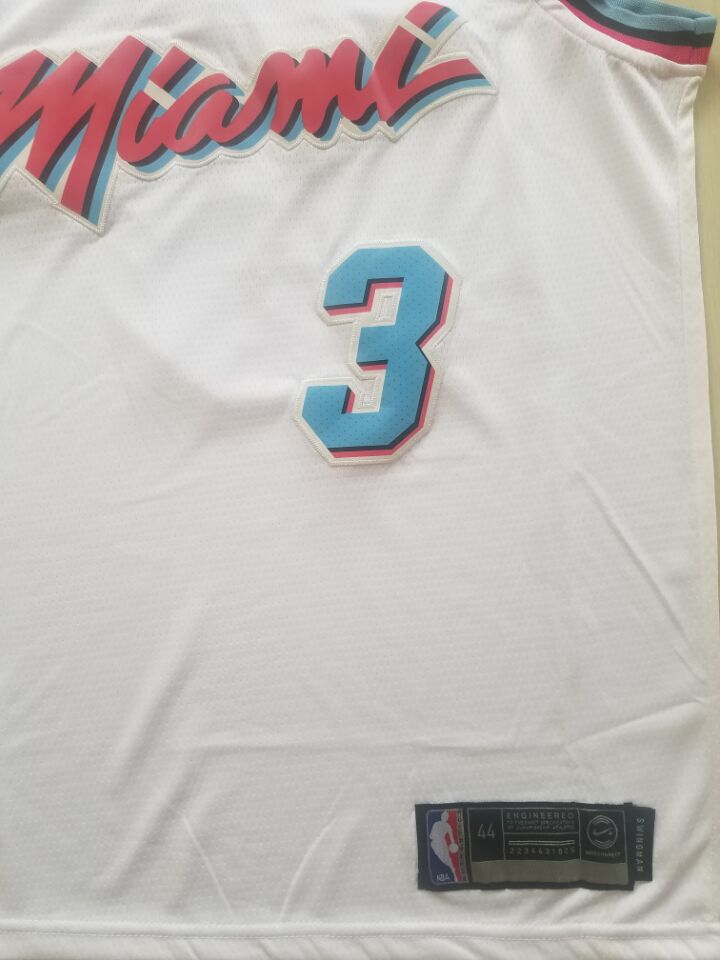 Men's Miami Heat Dwyane Wade #3 NBA White Swingman Player Jersey