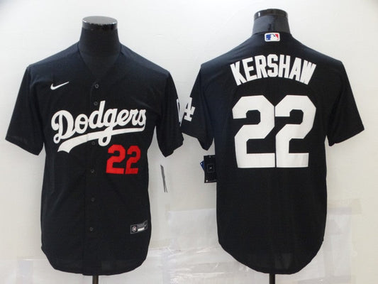 Men's Los Angeles Dodgers Clayton Kershaw #22 Black Stitched Jersey