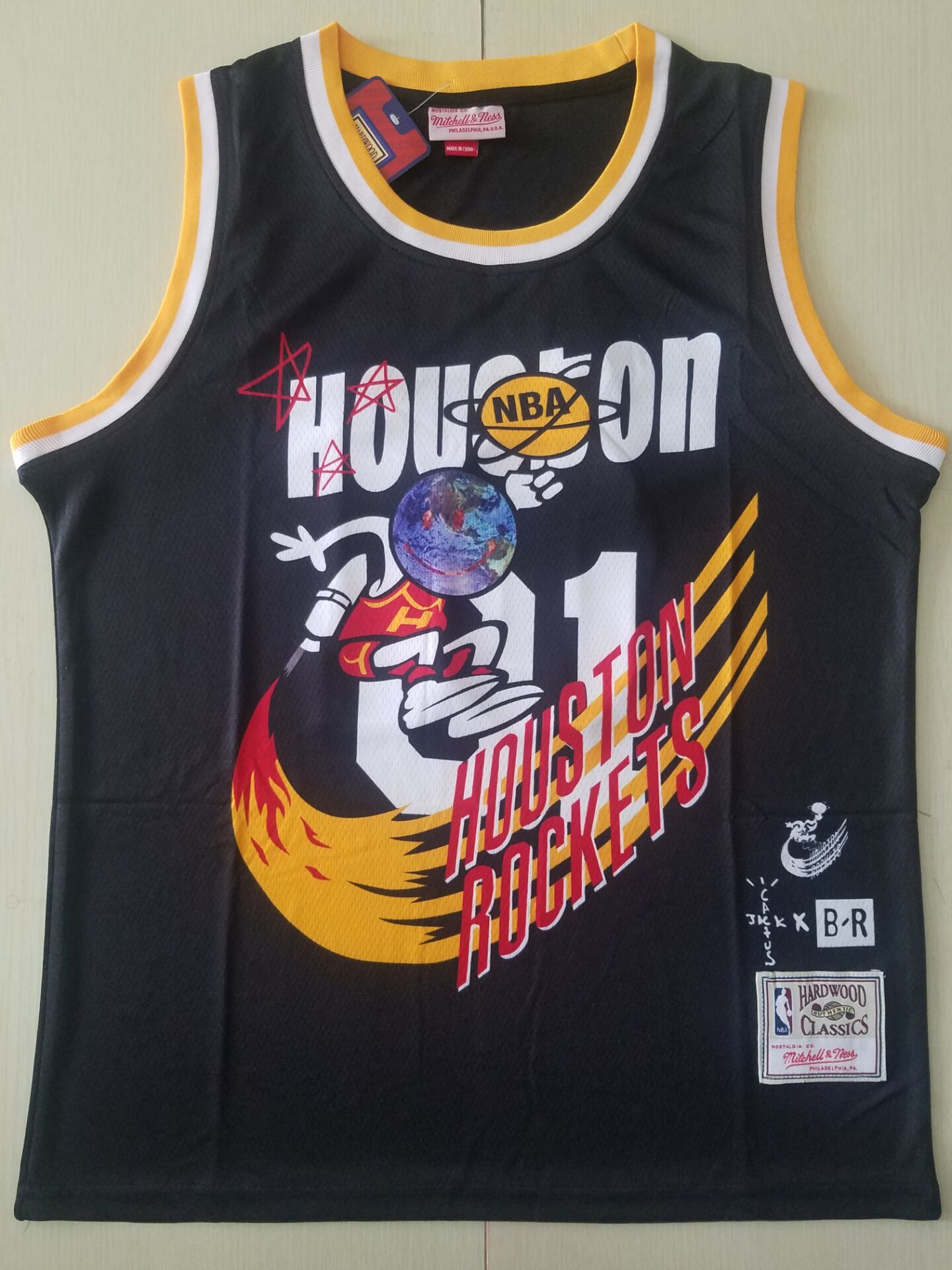 Men's Houston Rockets #01 NBA Black Classics Jersey - Joint Edition