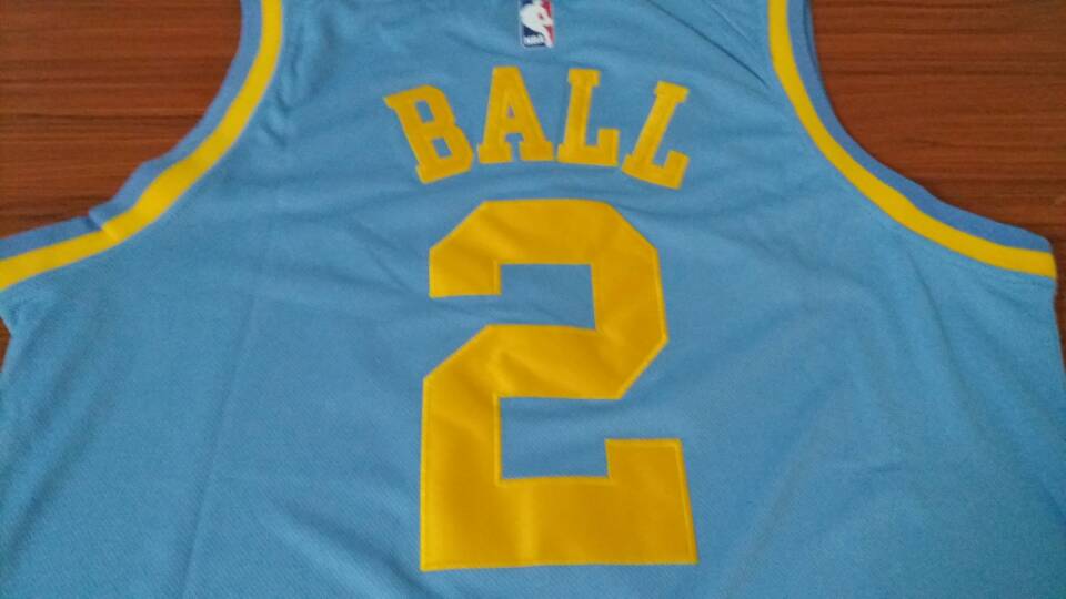 Men's Los Angeles Lakers Lonzo Ball #2 NBA Retro Blue Jersey