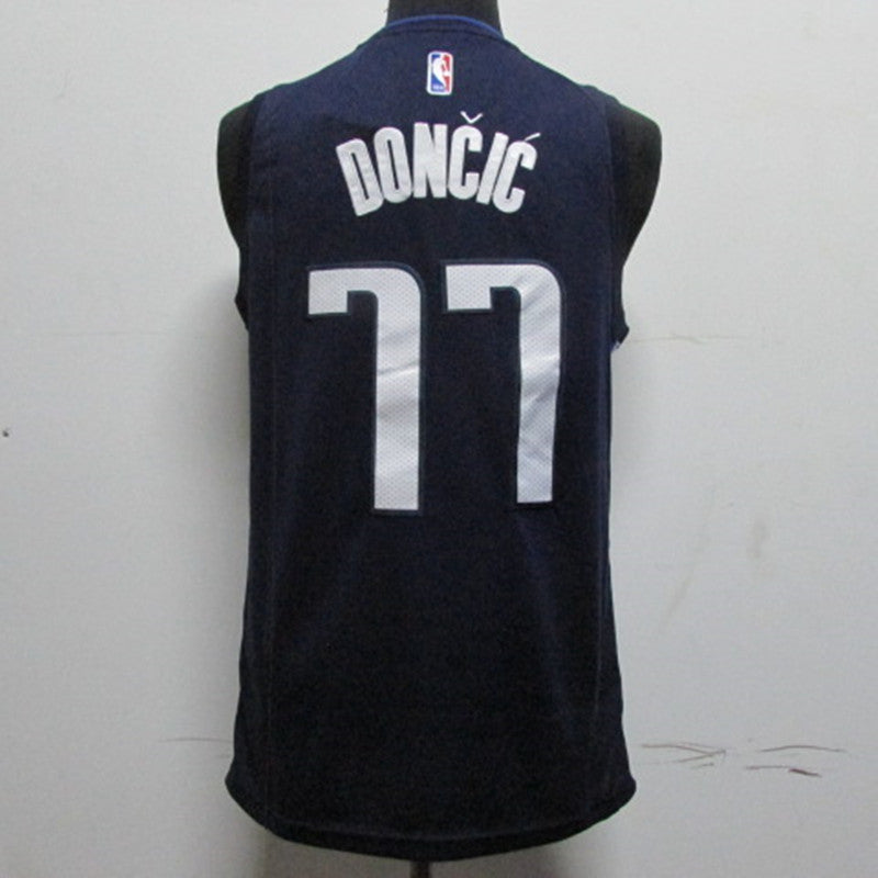 Men's Dallas Mavericks Luka Doncic #77 NBA Dark Blue Replica Jersey