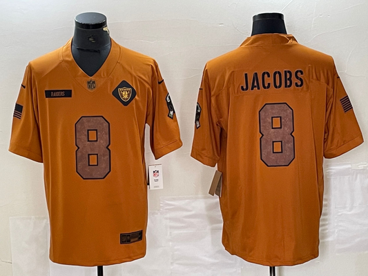 Men's Las Vegas Raiders Josh Jacobs #8 Brown 2023 Salute To Service Limited Jersey