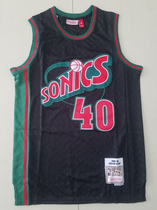 Men's Seattle SuperSonics Shawn Kemp 1995-96 Black Hardwood Classics Swingman Jersey