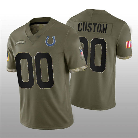 Custom Indianapolis Colts ACTIVE PLAYER 2022 Olive Salute To Service Limited Stitched Jersey Football Jersey