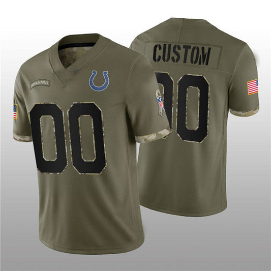 Custom Indianapolis Colts ACTIVE PLAYER 2022 Olive Salute To Service Limited Stitched Jersey Football Jersey