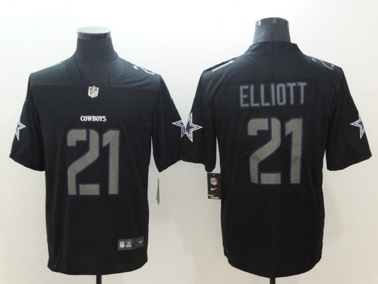 Men's Dallas Cowboys Ezekiel Elliott #21 Black Team Game Jersey