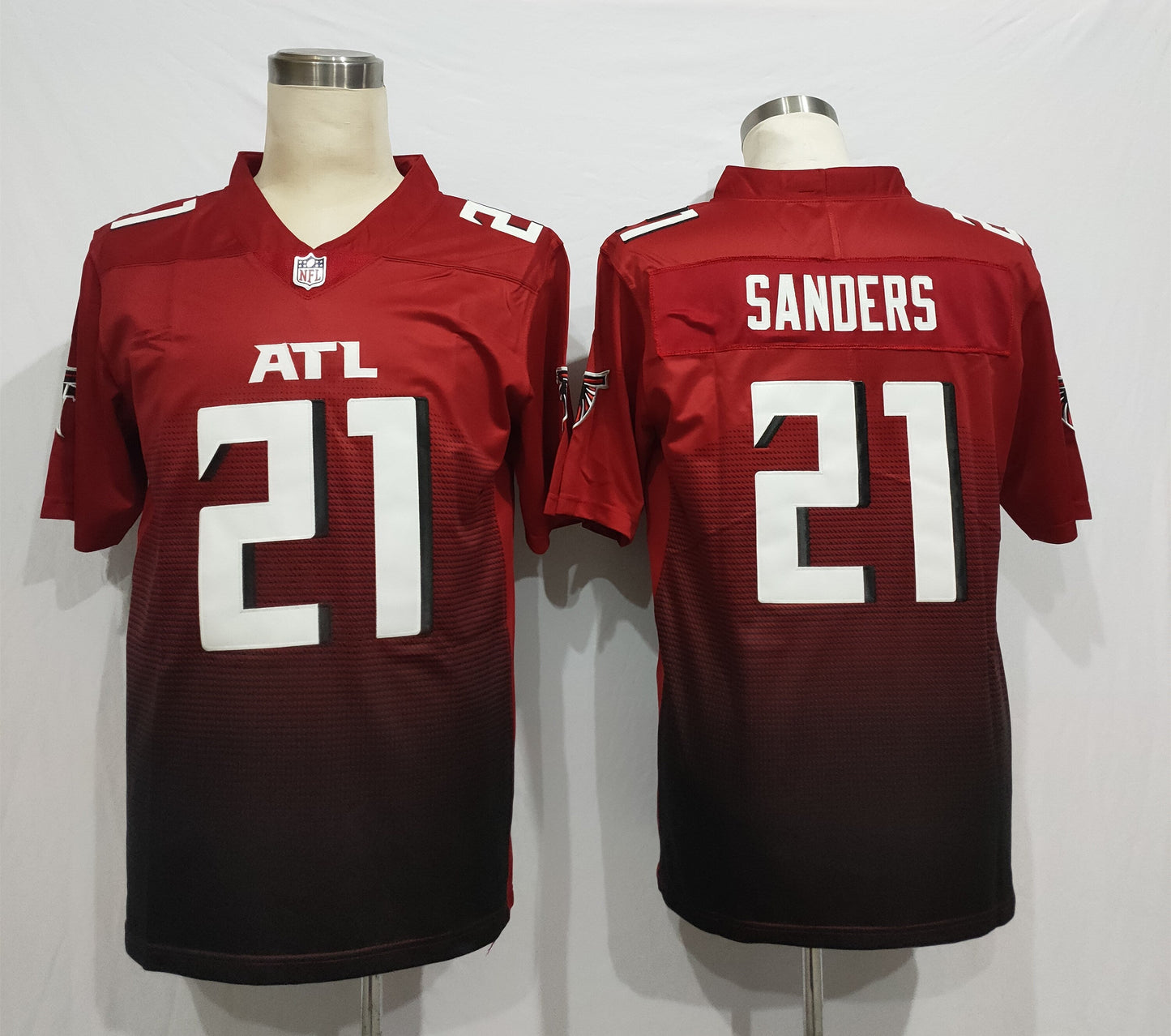 Men's Atlanta Falcons Deion Sanders #21 Red 2nd Alternate Game Jersey