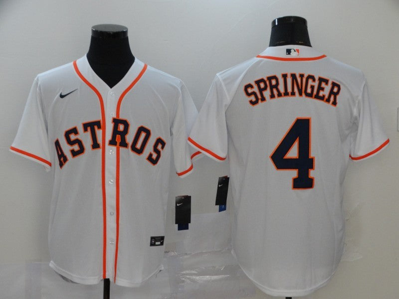 Men's Houston Astros George Springer #4 White Replica Baseball Jersey