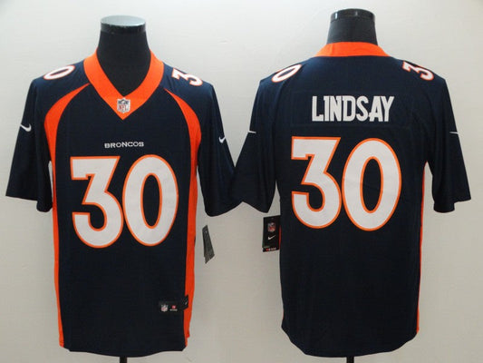 Men's Denver Broncos Phillip Lindsay #30 Navy Game Jersey