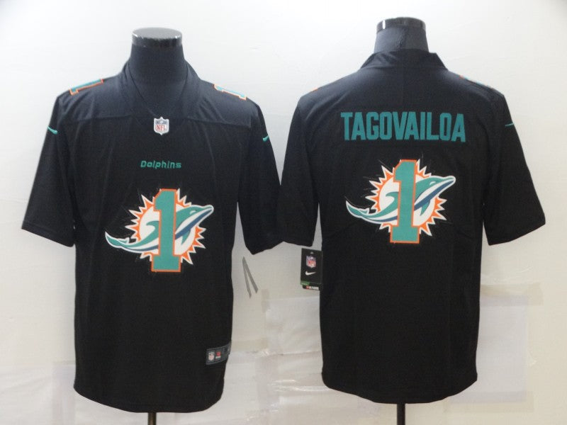 Men's Miami Dolphins Tua Tagovailoa #1 Black Authentic Game Jersey