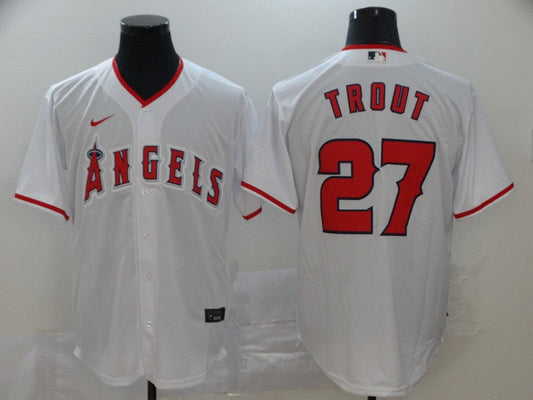 Men's Los Angeles Angels Mike Trout #27 MLB White Sewn Baseball Jersey