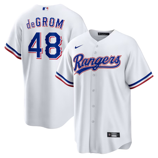 Men's Texas Rangers Jacob deGrom #48 White Home Replica Player Jersey