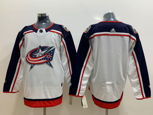 Men's Columbus Blue Jackets White Breakaway Away Blank Jersey