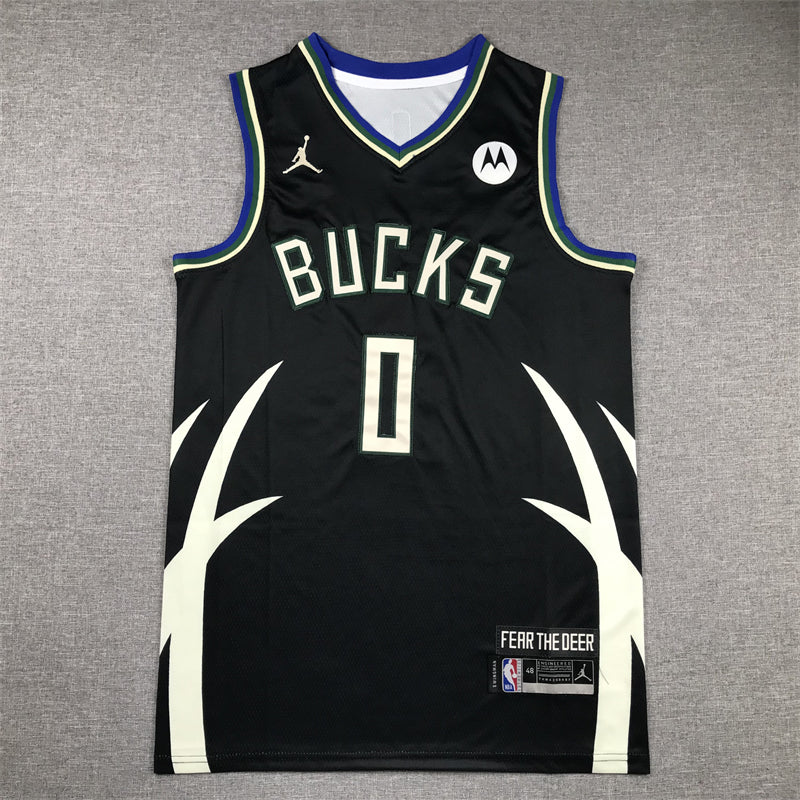 Men's Milwaukee Bucks Damian Lillard #0 Black Fast Break Player Jersey - Statement Edition