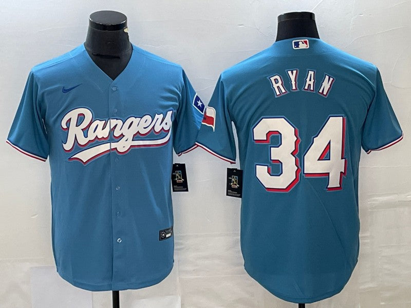 Men's Texas Rangers Nolan Ryan #34 Light Blue Replica Player Jersey