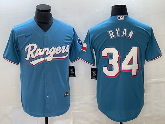 Men's Texas Rangers Nolan Ryan #34 Light Blue Replica Player Jersey