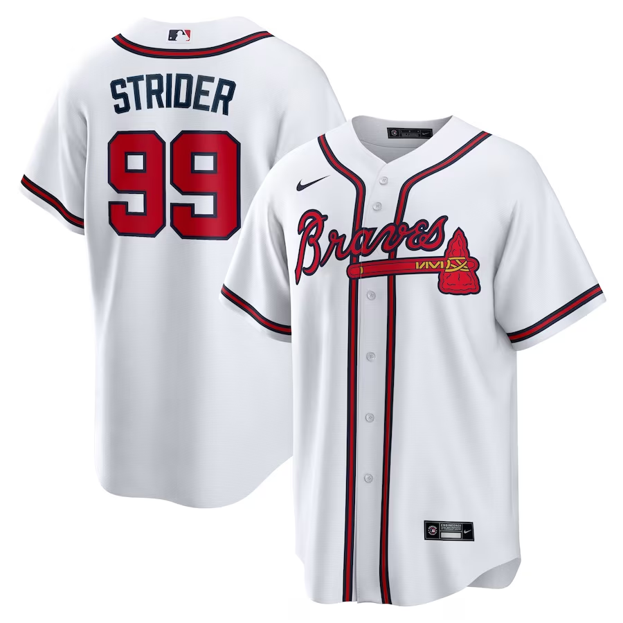 Men's Atlanta Braves Spencer Strider #99 White Replica Player Jersey