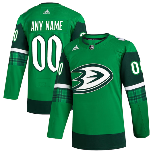 Men's Anaheim Ducks Kelly Green St. Patrick's Day Authentic Custom Jersey