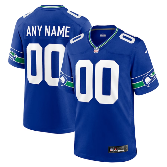 Custom Seattle Seahawks Royal Throwback Jersey