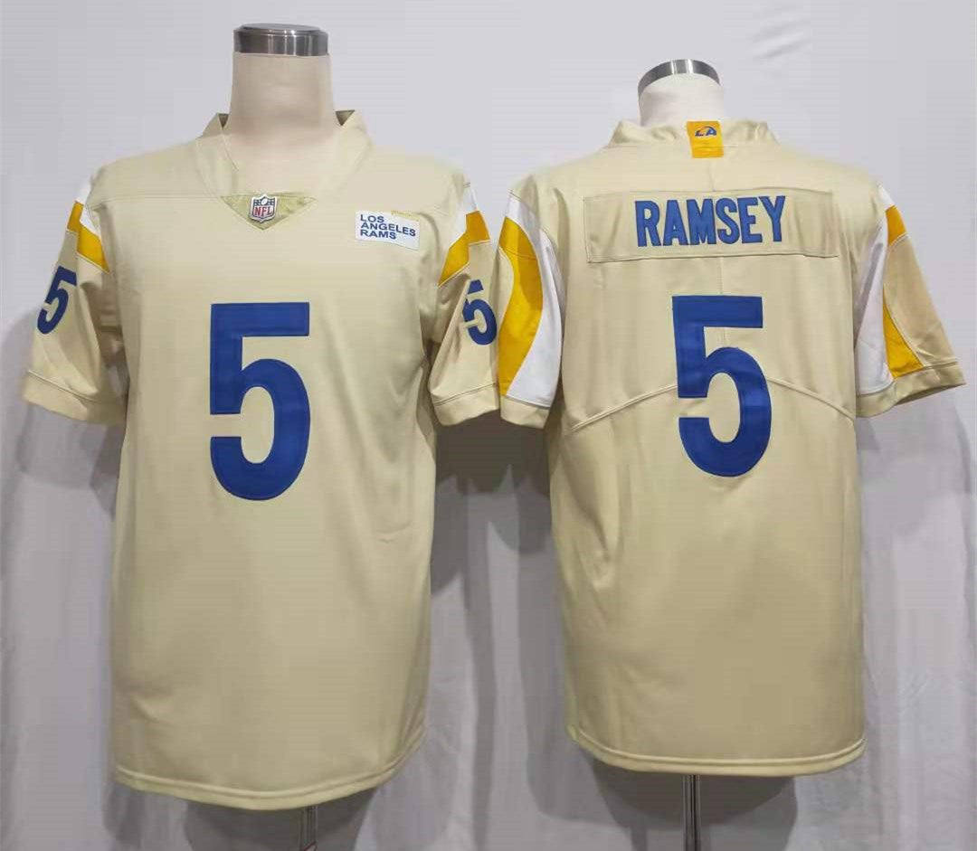 Men's Los Angeles Rams Jalen Ramsey #5 Beige Vapor Limited Jersey