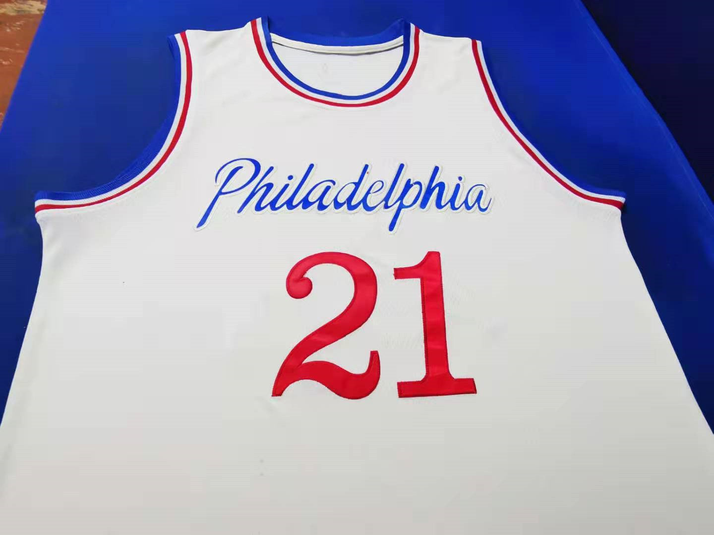 Men's Philadelphia 76ers Joel Embiid #21 NBA White Swingman Player Jersey