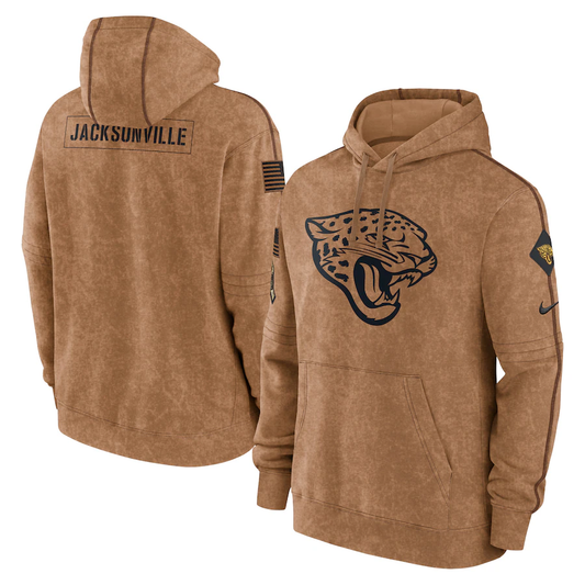 Men's Jacksonville Jaguars Brown 2023 Salute To Service Club Pullover Hoodie