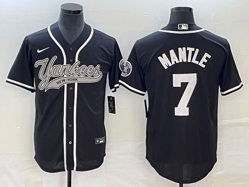 Men's New York Yankees Mickey Mantle #7 Black Player Jersey Joint Edition