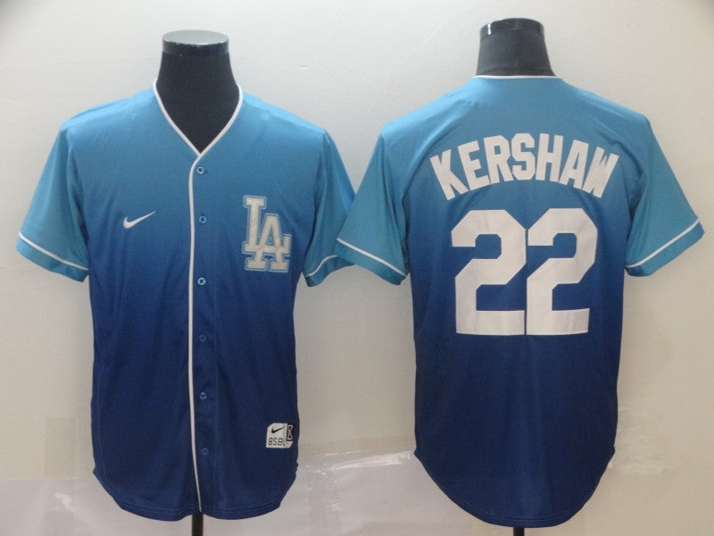 Men's Los Angeles Dodgers Clayton Kershaw #22 Blue Stitched Player Jersey