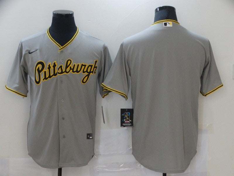 Men's Pittsburgh Pirates Gray Road Authentic Blank Jersey