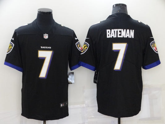 Men's Baltimore Ravens Rashod Bateman #7 Black Game Jersey