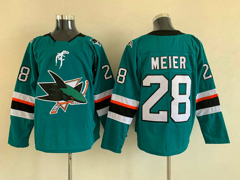 Men's San Jose Sharks Timo Meier #28 Teal Home Breakaway Jersey