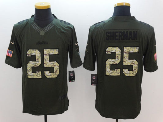 Men's Seattle Seahawks Richard Sherman #25 Army Green Game Jersey