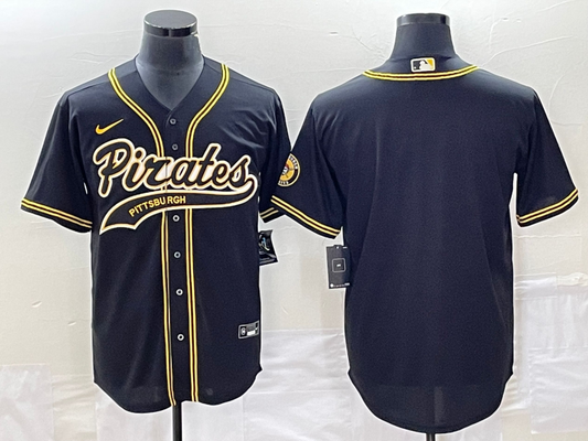 Men's Pittsburgh Pirates Black Blank Replica Jersey Joint Edition