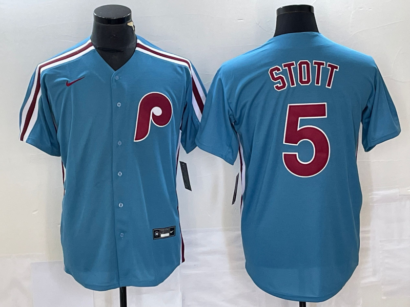 Men's Philadelphia Phillies Bryson Stott #5 Light Blue Replica Player Jersey