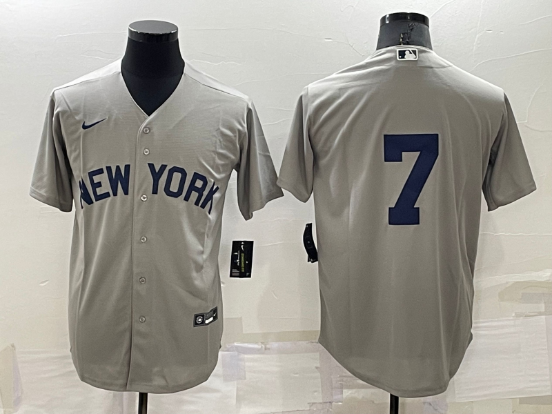 Men's New York Yankees Mickey Mantle #7 Gray Replica Player Name Jersey