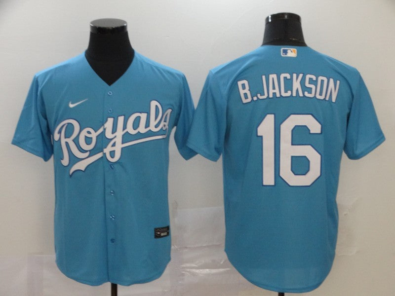 Men's Kansas City Royals Bo Jackson #16 Blue Replica Player Jersey