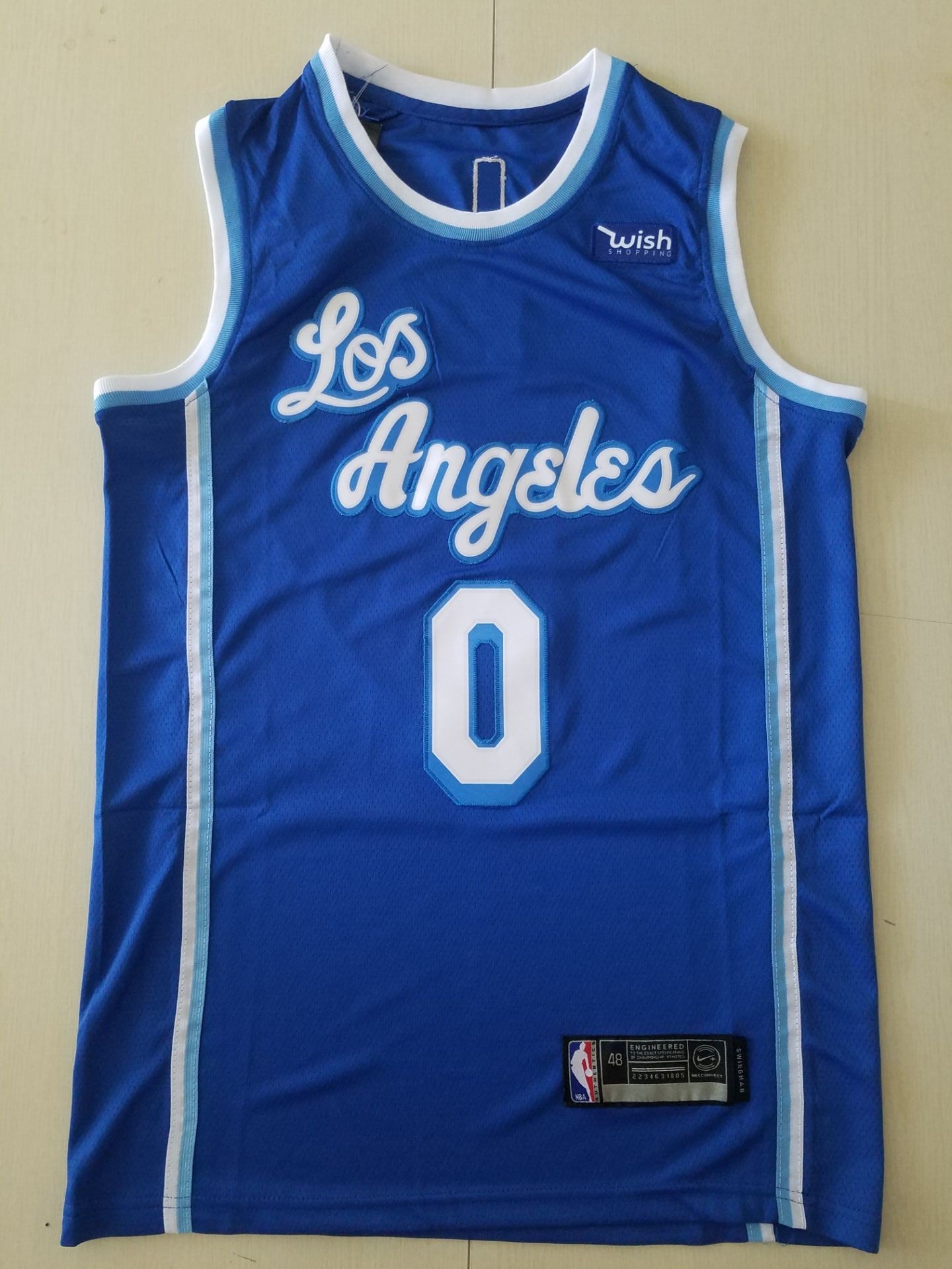 Men's Los Angeles Lakers Russell Westbrook Blue Hardwood Classic Swingman Jersey