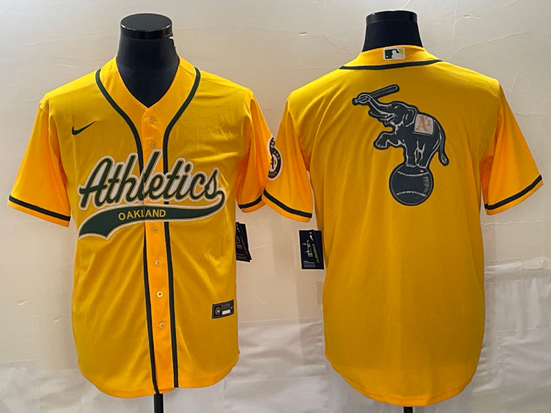 Men's Oakland Athletics Gold Replica Game Jersey Joint Edition